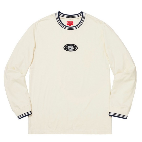 Supreme Other - Supreme Shirt Mens Medium Striped Rib Logo Cotton Jersey Crewneck L/S Streetwear